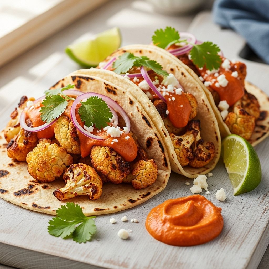 Roasted Cauliflower Tacos with Smoky Chipotle Romesco A vibrant, dairy-free recipe that elevates plant-based dinners with customizable crunch.