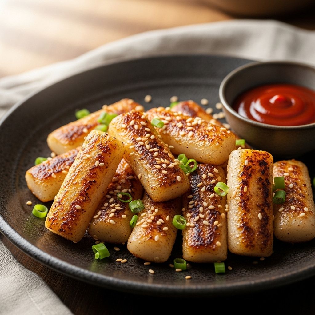Mastering Roasted Korean Rice Cakes: A Crispy, Chewy Classic Experience the contrast of a charred exterior and springy bite in every piece.
