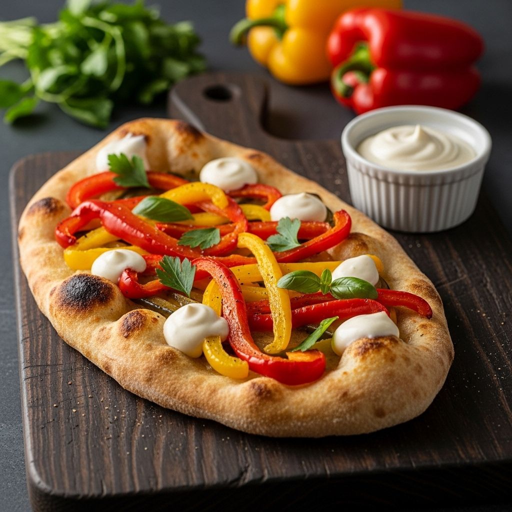 This delicious roasted pepper and aioli flatbread recipe combines bold flavors and wholesome ingredients—perfect for weeknight meals or easy entertaining.