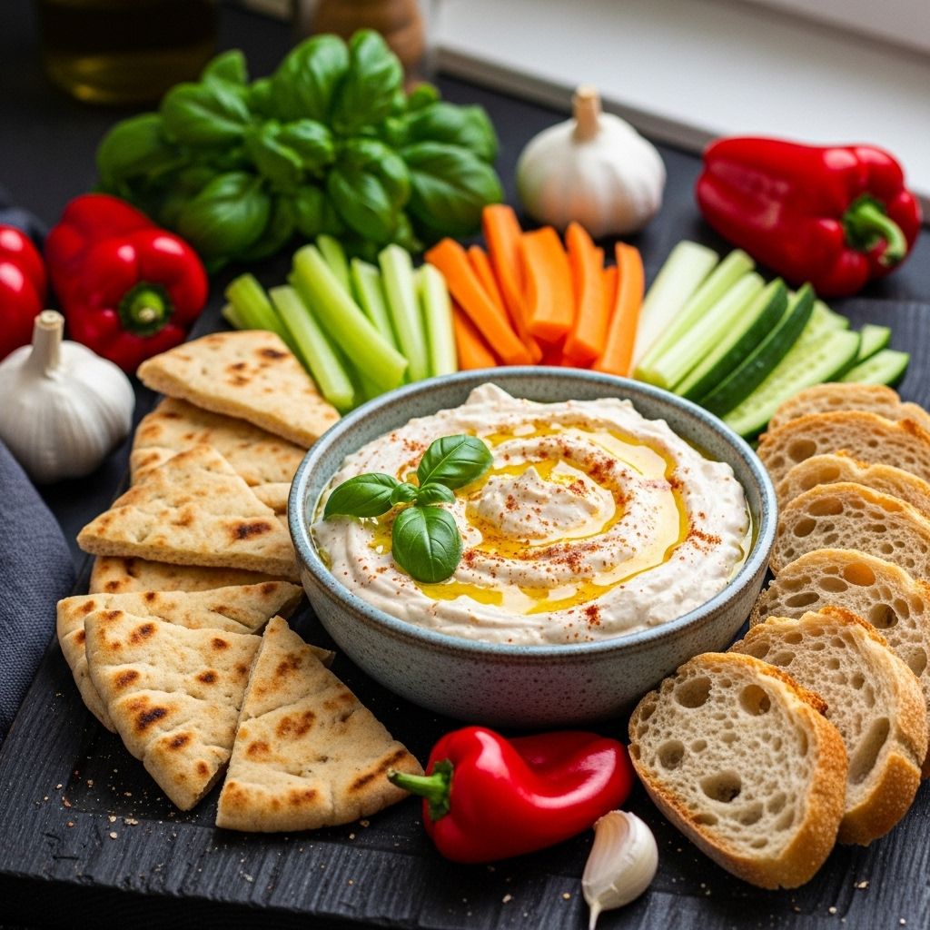A vibrant, creamy roasted red pepper dip that's healthy, easy to make, and perfect for any occasion.