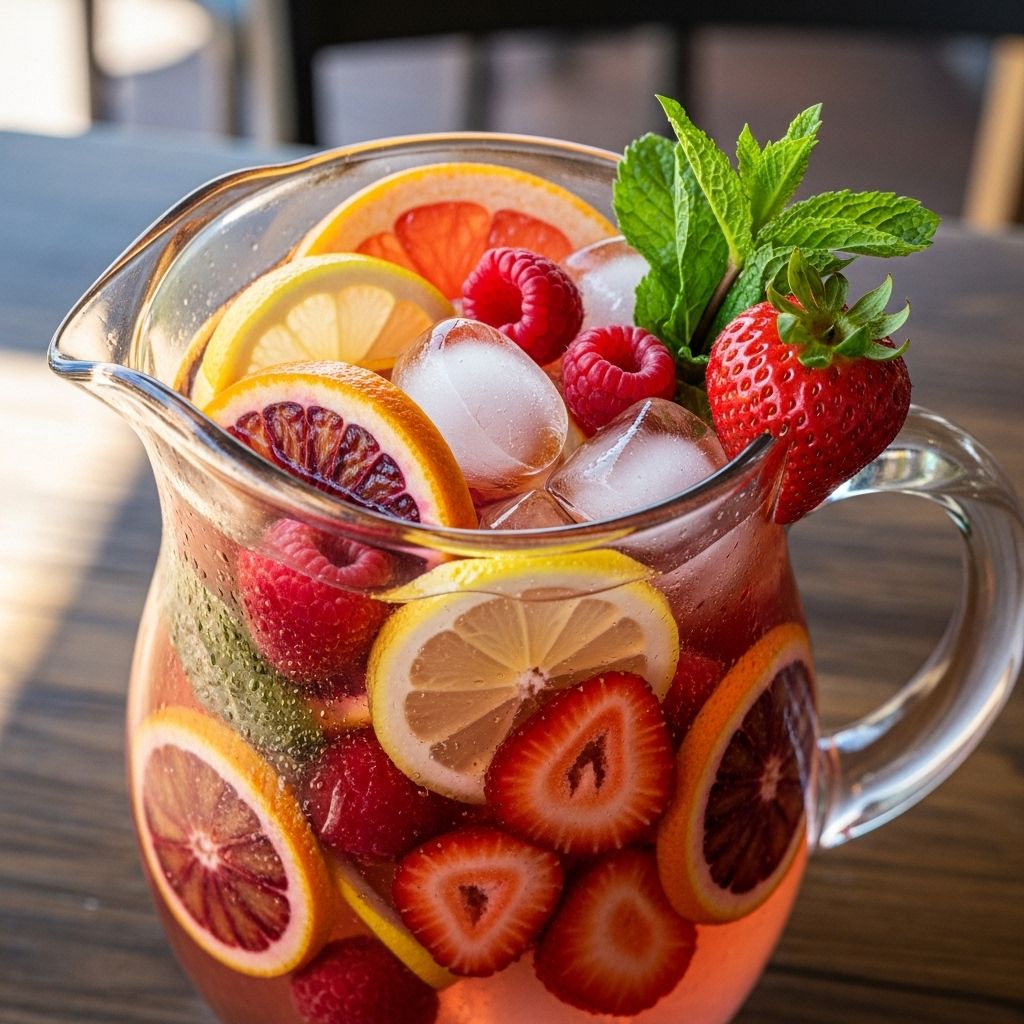 A blush-pink punch that infuses ripe peaches and berries into every festive pour.