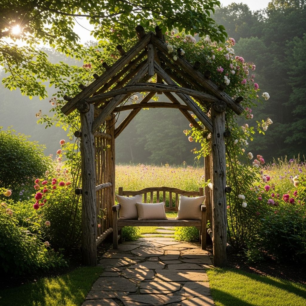 Enhance your yard entry with a handcrafted arch that blooms as vines climb overhead.