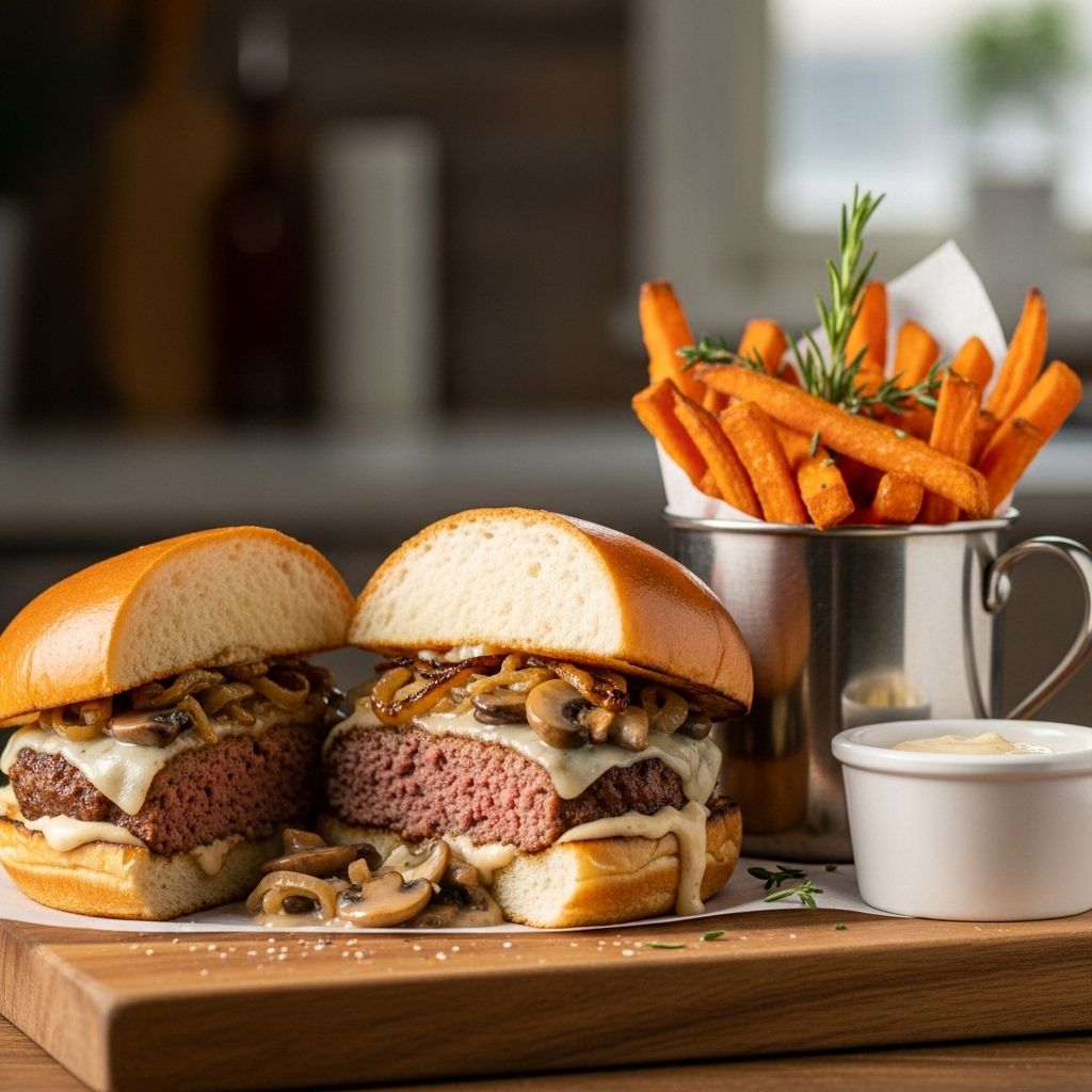 Rich onion-infused patties and crispy wedges bring homestyle comfort to your table.