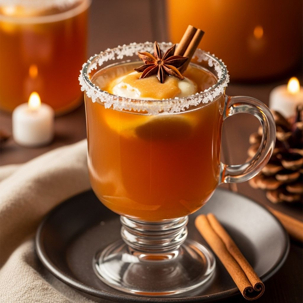 A cozy sip of spiced apple and creamy sweetness elevated by a subtle savory finish.