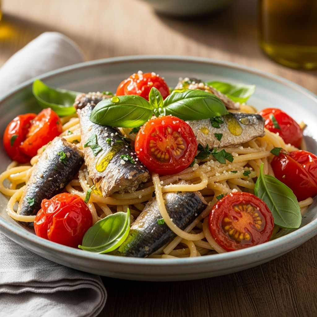 Discover how to make this vibrant, heart-healthy sardine pasta with burst tomatoes, packed with Mediterranean flavor and nutritional benefits.