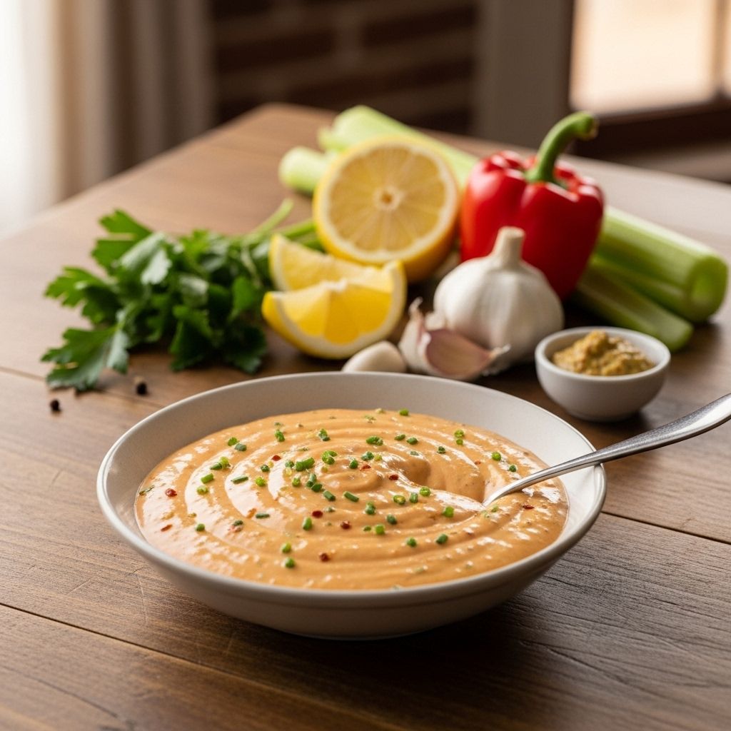 A zesty Creole-inspired blend that elevates seafood, sandwiches, and snacks with bold depth.