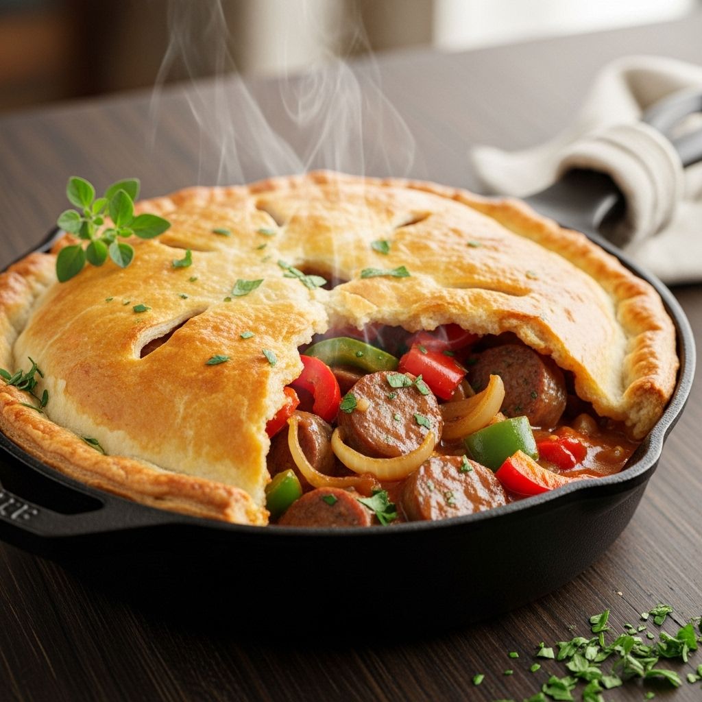 Flaky biscuits seal in a rich, spiced filling for a warm take on your weeknight dinner.