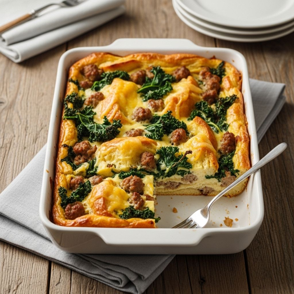 A savory casserole that soaks overnight for effortless, crowd-pleasing brunches.