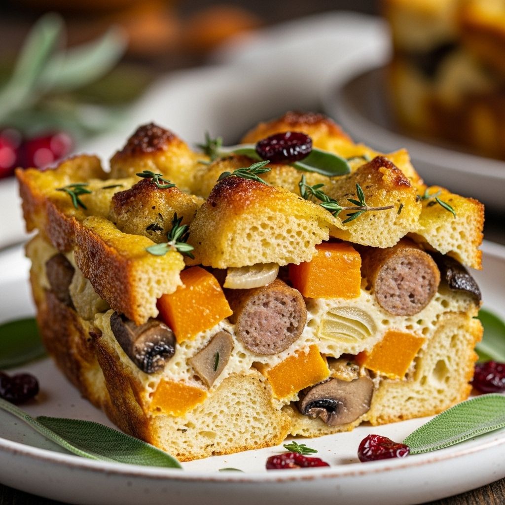 Discover how to transform classic stuffing flavors into a versatile, crowd-pleasing savory strata casserole ideal for any fall gathering.