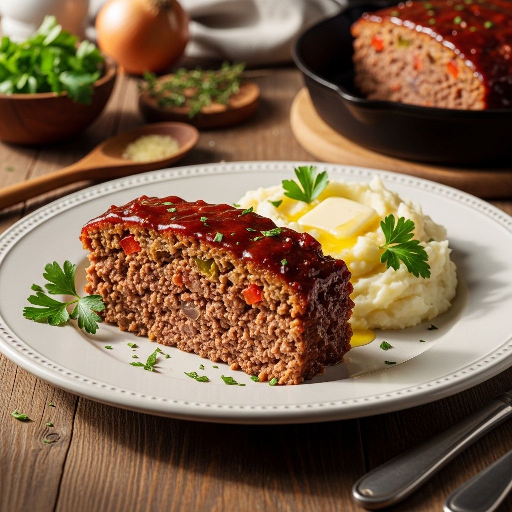 Binders and a tangy glaze turn simple ground meat into a moist savory loaf.