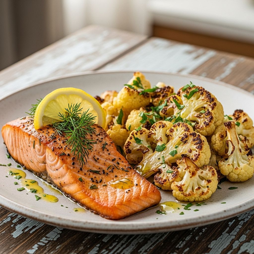 Discover how buttery, pan-seared salmon paired with antioxidant-rich roasted cauliflower creates a simple, brain-healthy meal inspired by the MIND diet.