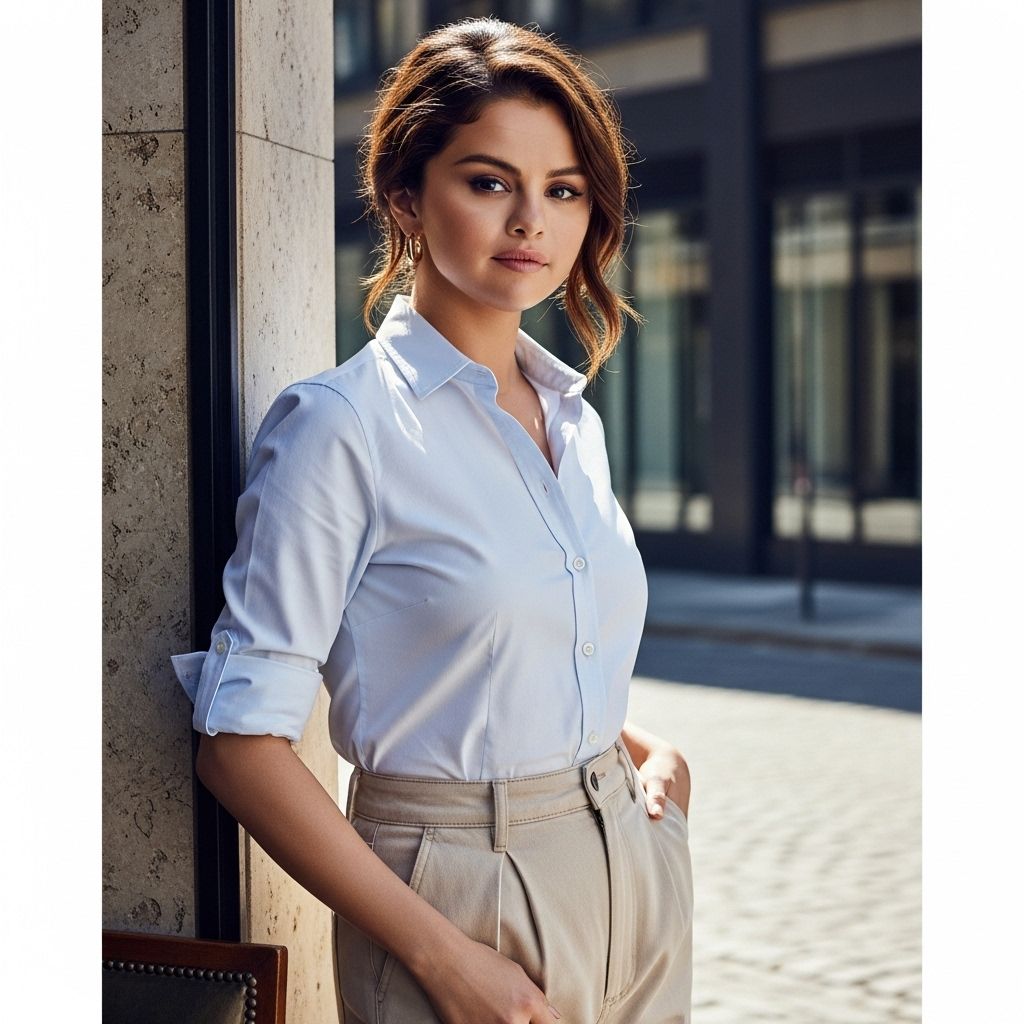 Selena Gomez brings preppy-cool to Instagram with this affordable poplin shirt, inspiring a new season of attainable celebrity style.