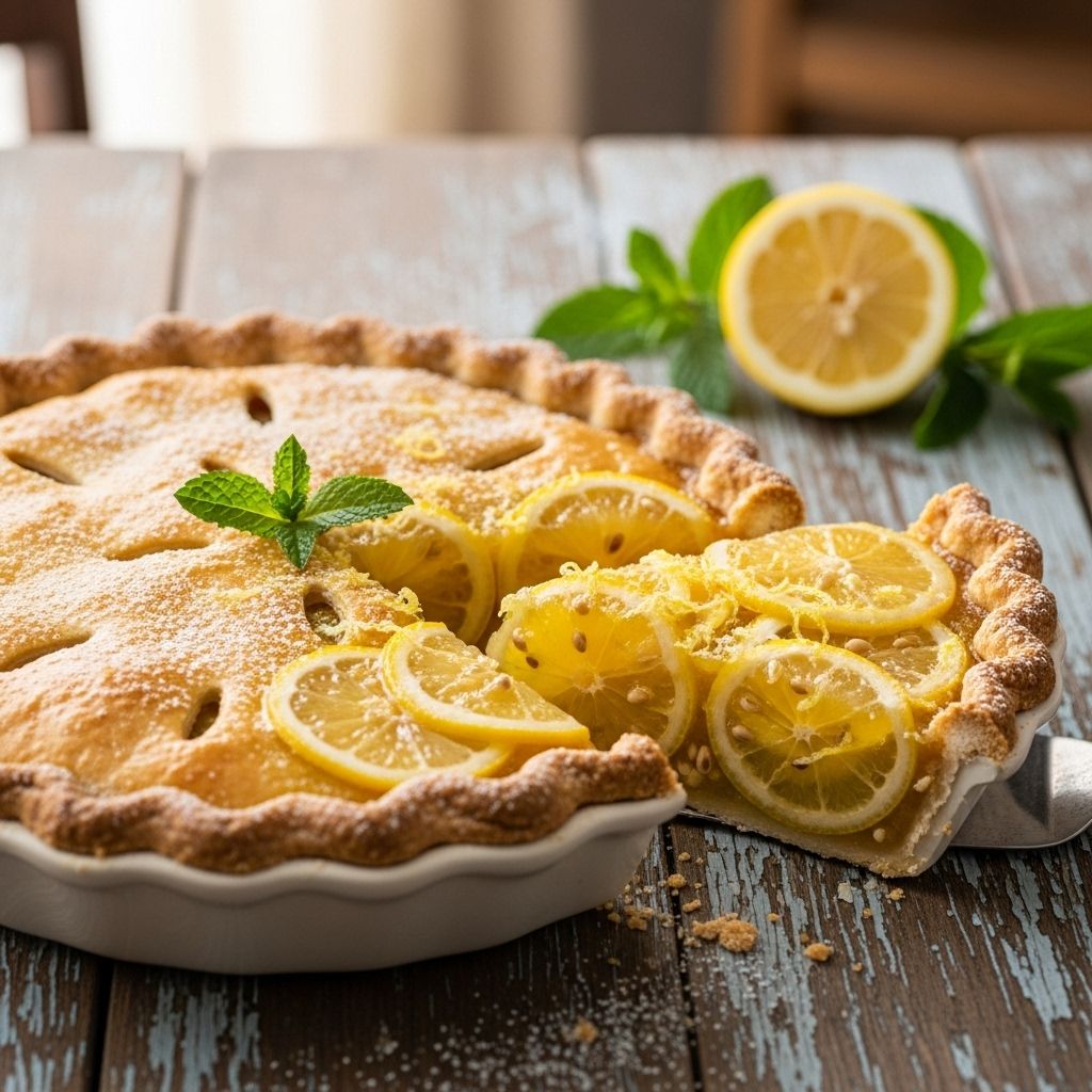 Thin lemon rounds steep in sugar and eggs to form a tangy, tender filling.
