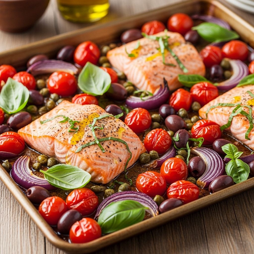 Minimal cleanup meets bold briny flavors in a fuss-free Mediterranean seafood feast.