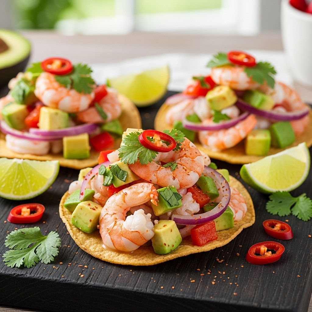 Crispy tortillas meet creamy avocado and zesty mango slaw for an irresistible snack.