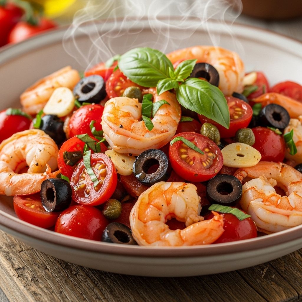 A single-pan sensation pairing briny olives, zesty capers, and bursts of summery zest.