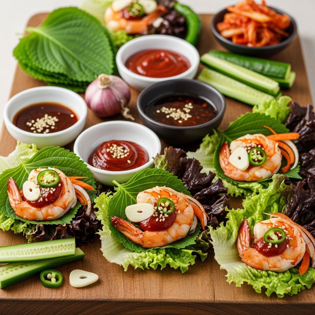 Juicy seafood, crisp greens, and vibrant sauces unite in a sociable, flavor-packed meal.