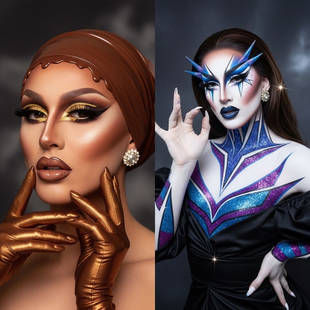 Explore the artistry, secrets, and inspiration behind Silky Ganache and Glen Alen’s dazzling drag makeup transformations on Cosmo Queens.