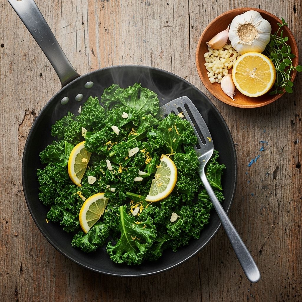 Tender greens are infused with savory richness and zesty hints for an effortless dish.