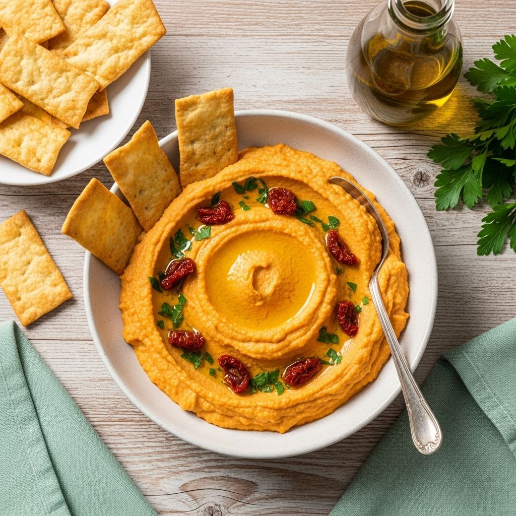 Concentrated tomato sweetness meets creamy chickpeas for an effortlessly tasty snack.