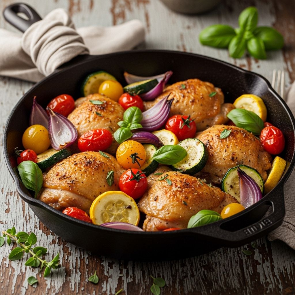 Bright flavors and simple prep come together in this satisfying summer skillet meal.