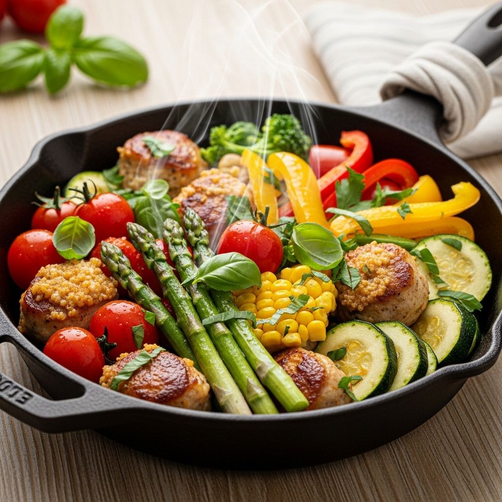 Minimal cleanup meets vibrant seasonal ingredients for stress-free dinners.