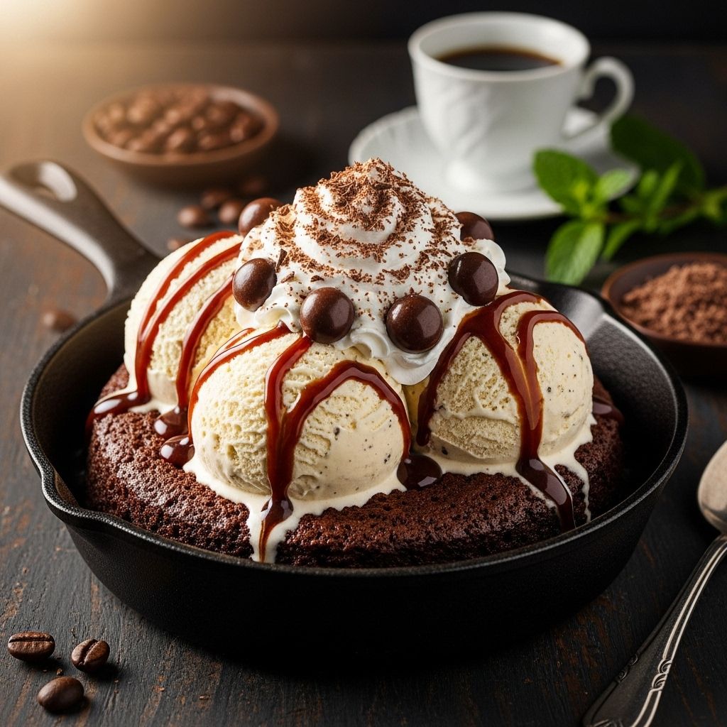 Rich chocolate depths meet velvety ice cream in a hot-to-cold dessert finale.