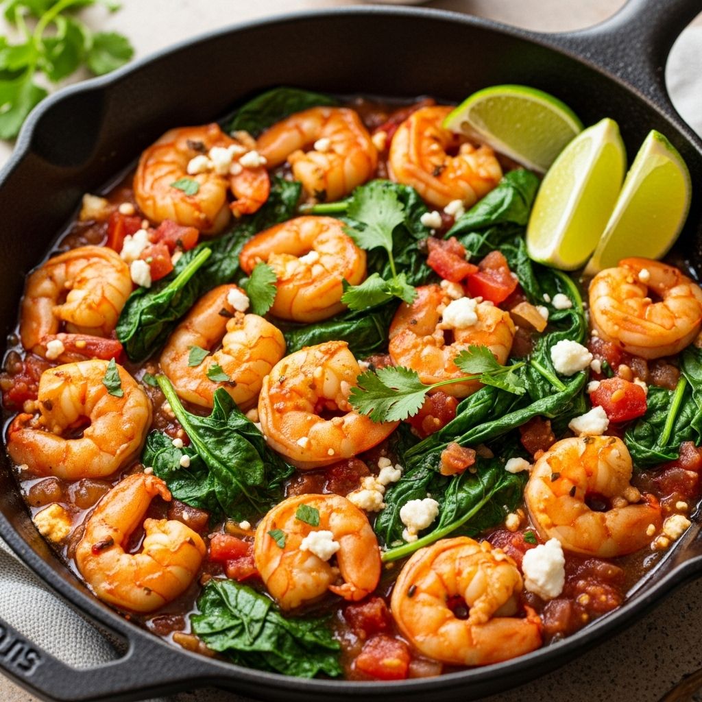 A quick, vibrant weeknight dinner loaded with succulent shrimp, zesty salsa, fresh spinach, and creamy feta—ready in minutes to please every palate.