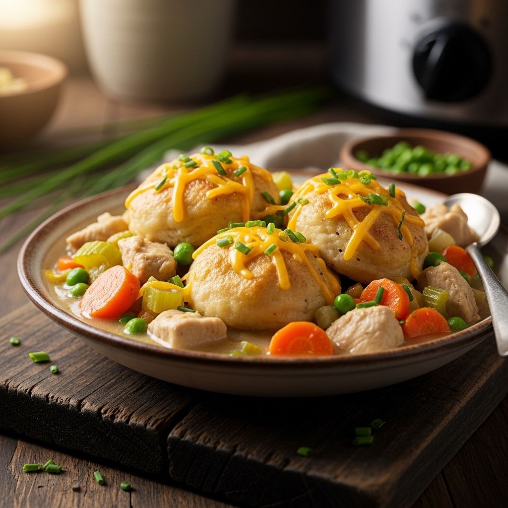 Creamy broth and herbed biscuits come together in a fuss-free, heartwarming dinner.