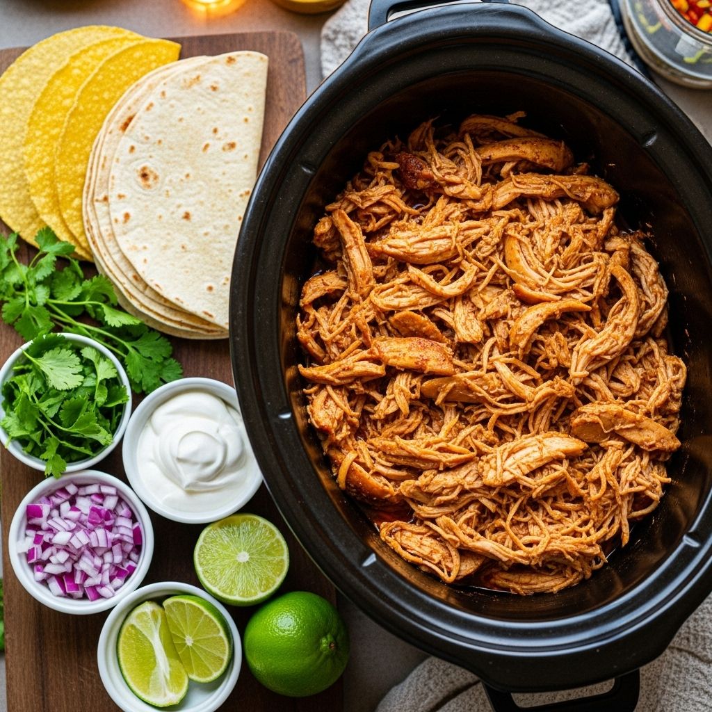 Irresistible Slow Cooker Chicken Tacos: An Easy, Flavor-Packed Classic Minimal prep meets maximum taste in every spice-infused bite of this dinner favorite.