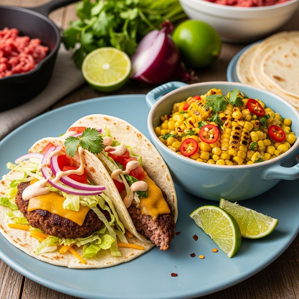 Spicy chorizo on warm tortillas gives a crispy, melty bite paired with a tangy side.