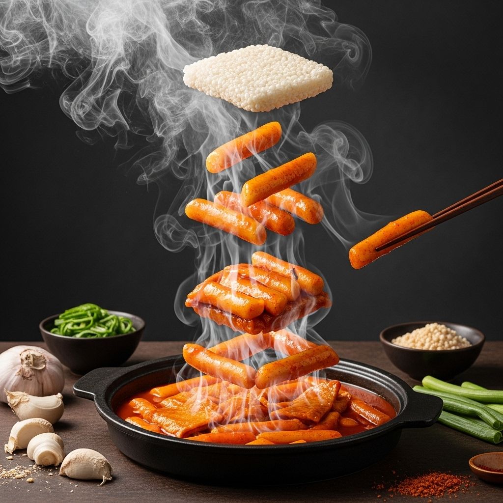 Smoked Korean Rice Cakes: A Modern Twist on Tteokbokki A savory crust contrasts chewy tenderness, delivering flavorful depth to a beloved staple.