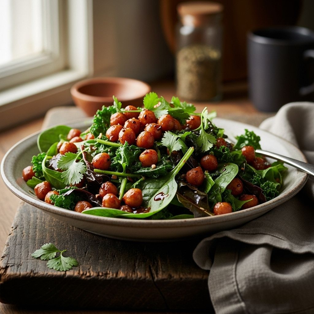 Elevate weeknight meals with this simple, smoky glazed chickpeas and greens dish—packed with flavor, protein, and leafy nutrition.
