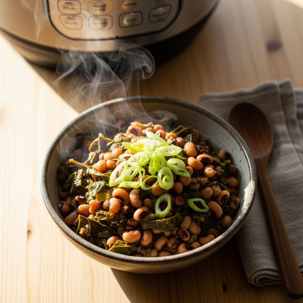A nourishing one-pot comfort bowl pairing hearty beans with savory spices and produce.