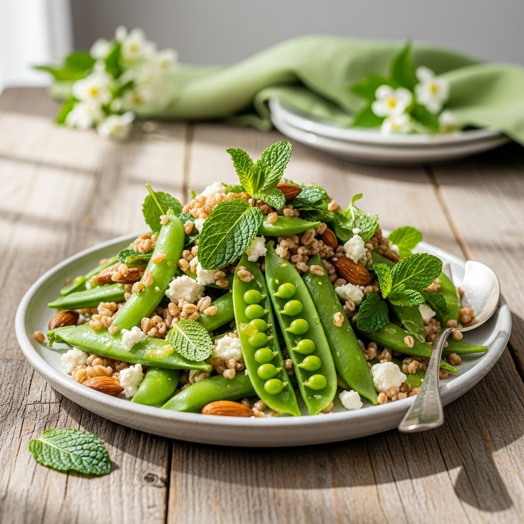 Celebrate spring with this nutrient-dense, digestion-friendly salad featuring snap peas, mint, and whole-grain farro.