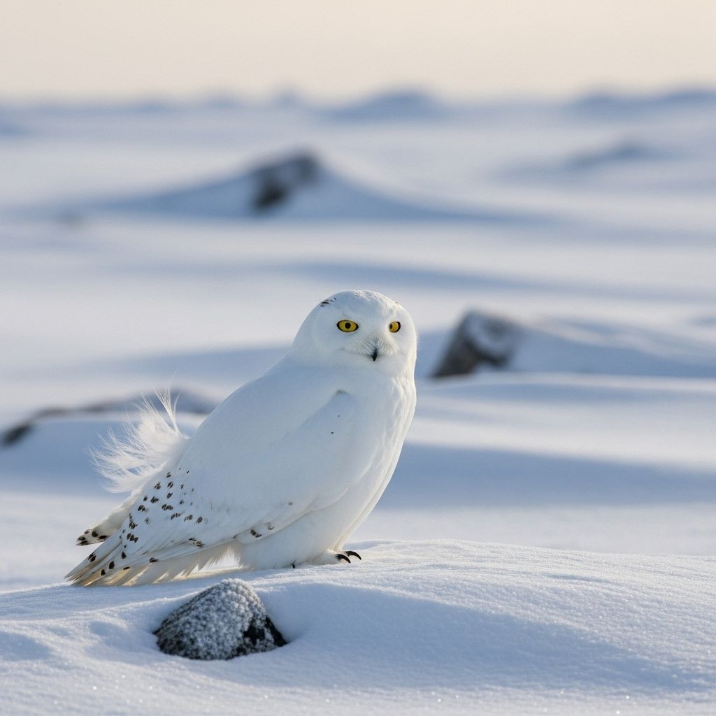 Fluffy plumage and keen senses help snowy owls thrive in frost-covered wilds.