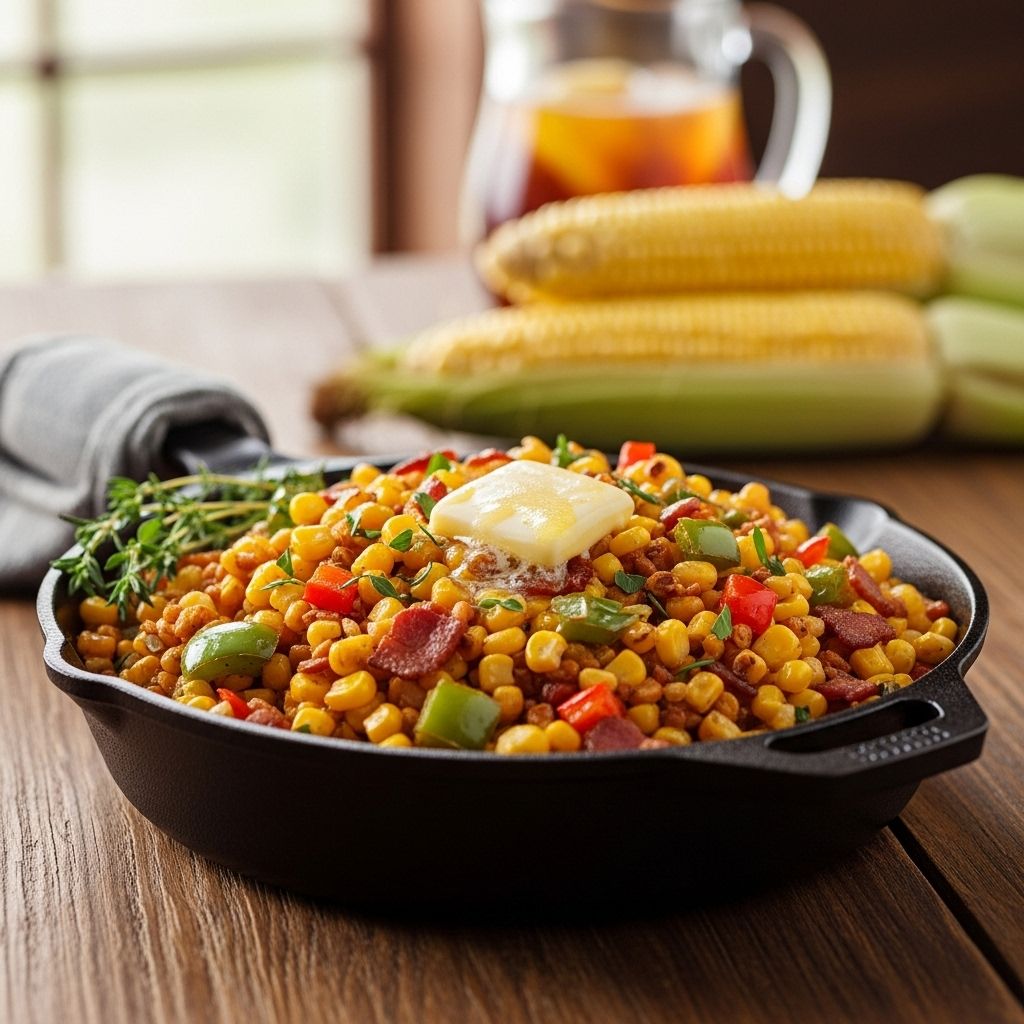 A blend of fresh kernels, bacon drippings, and cream that delights any barbecue side.