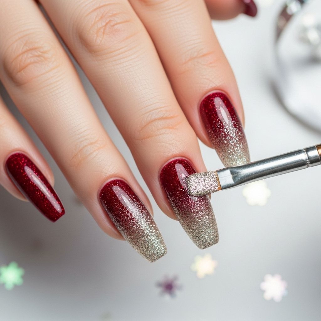 Transform your holiday manicure with an easy DIY ombre glitter nail art tutorial for festive, dazzling nails.