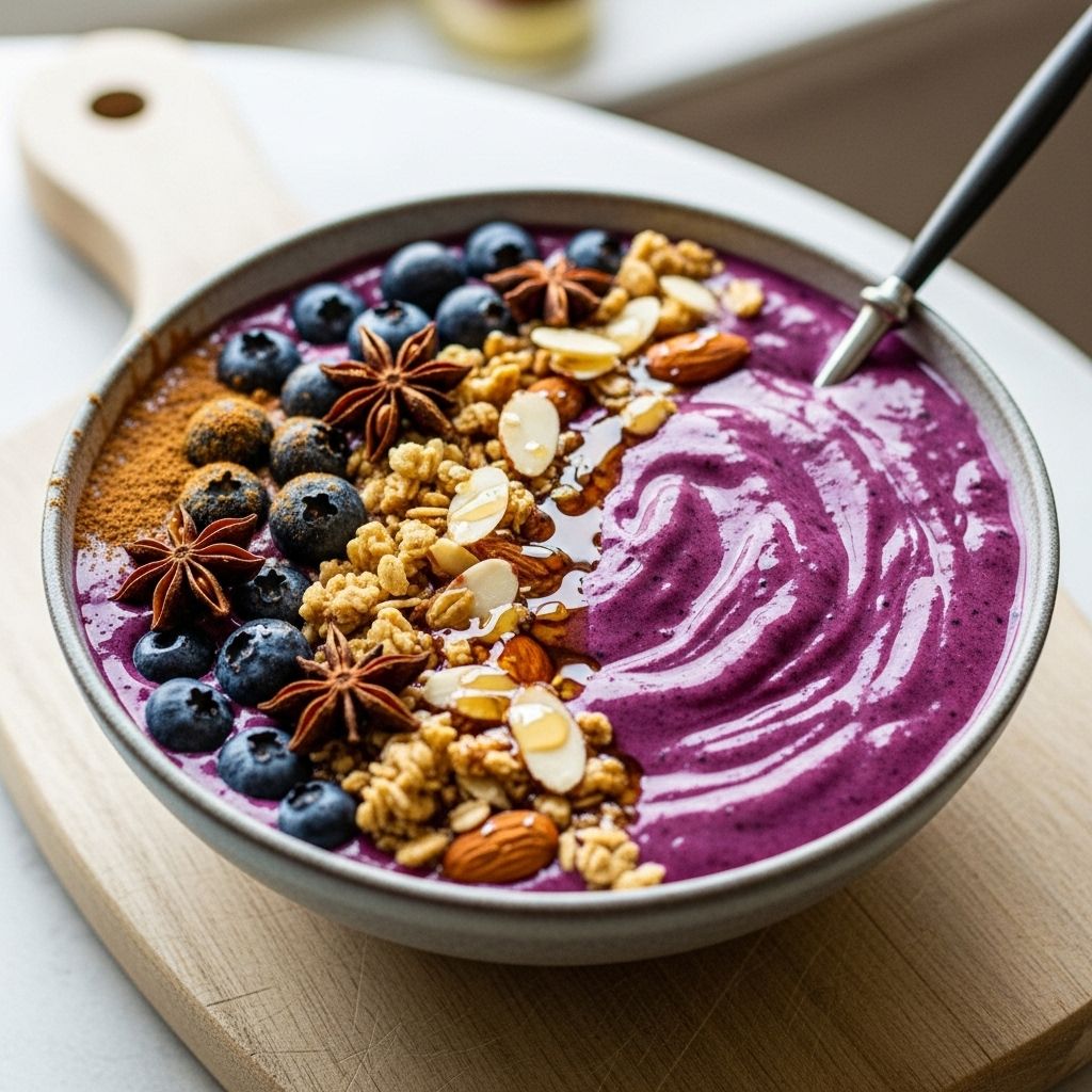 Discover how a spiced blueberry smoothie bowl combines antioxidants, protein, gut health, and bold flavors in one vibrant meal.