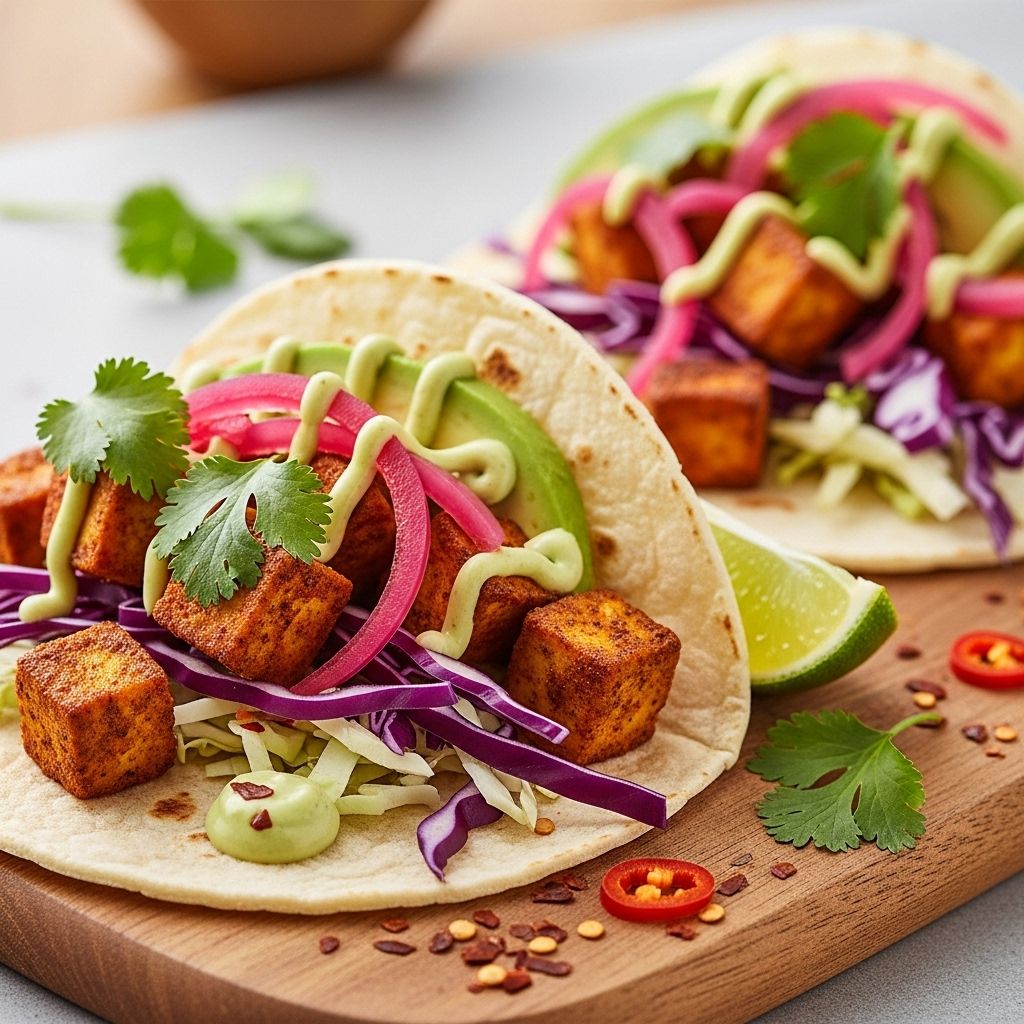 A crispy tofu base infused with smoky spices and fresh toppings elevates meatless tacos.