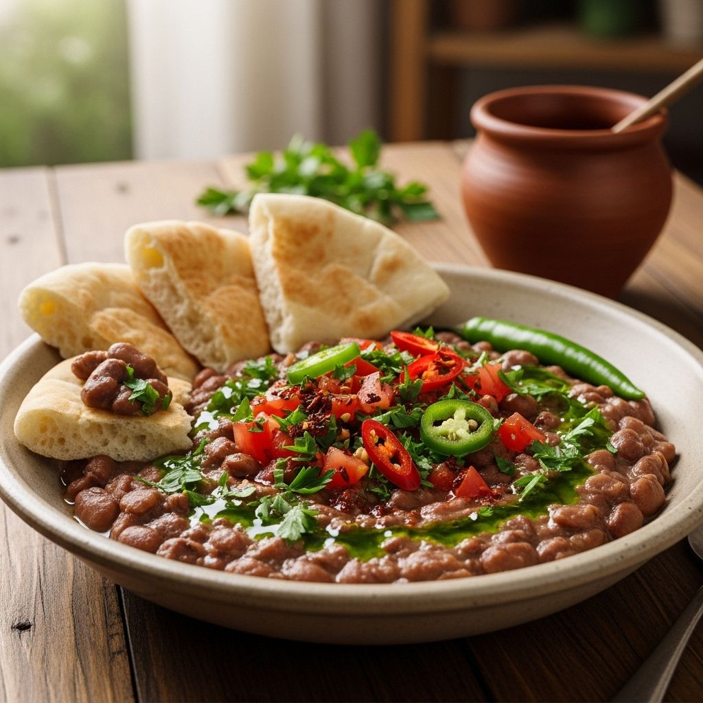 A comforting blend of cumin-kissed fava beans and zesty citrus energizes the morning.