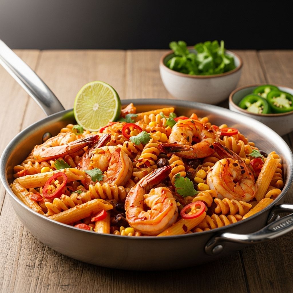 Skillet cooking brings smoky chili paste and tender seafood together for easy flavor.
