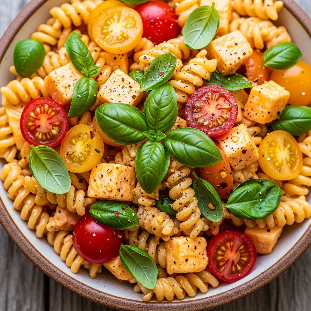 A harmonious blend of rich cheese, tangy dressing, and garden-fresh herbs in every bite.