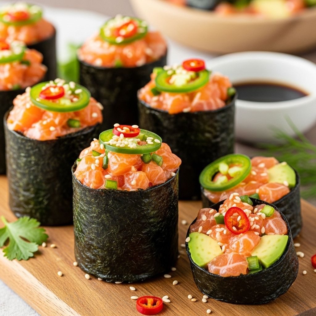 Satisfy your sushi cravings at home with these easy, customizable spicy salmon nori wraps—packed with flavor, nutrients, and endless variations.