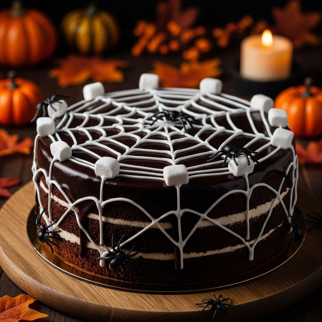 Moist chocolate base with creamy cocoa frosting and airy sugar strands for eerie flair.