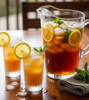 A southern tea blend with bourbon warmth, bright lemon, and mint for easy entertaining.