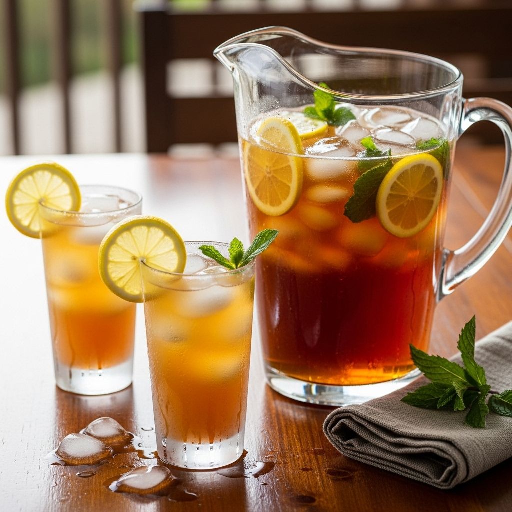 A southern tea blend with bourbon warmth, bright lemon, and mint for easy entertaining.