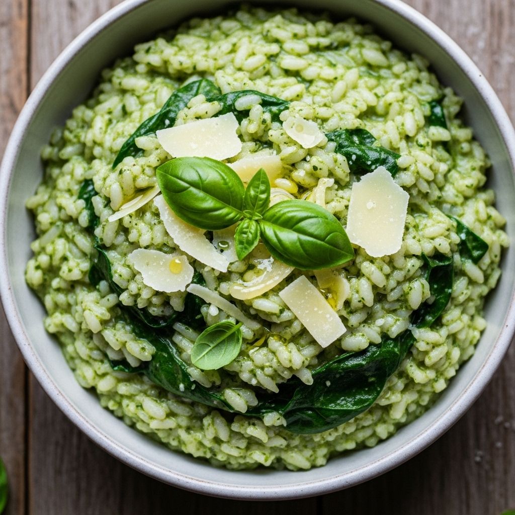Spinach-Basil Pesto Risotto: A Flavorful Italian Classic A fuss-free recipe that elevates simple greens into a silky, satisfying dinner.
