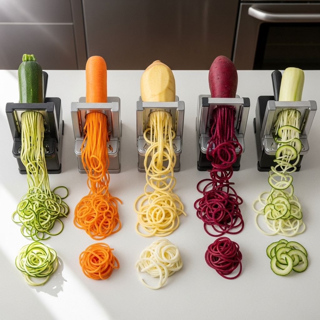 Create vibrant, low-carb vegetable ribbons effortlessly with a countertop gadget.