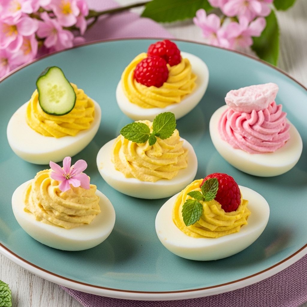 Mustard bite and olive oil drizzle transform deviled eggs into a seasonal sensation.
